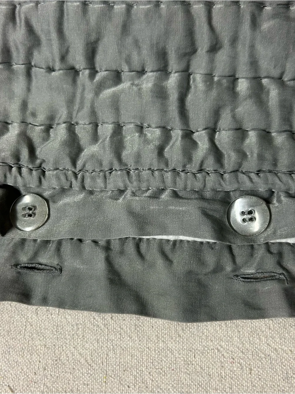 Pottery Barn Tencel Silk Channel Euro Shams Set of 2 Smoke Gray Button Closure